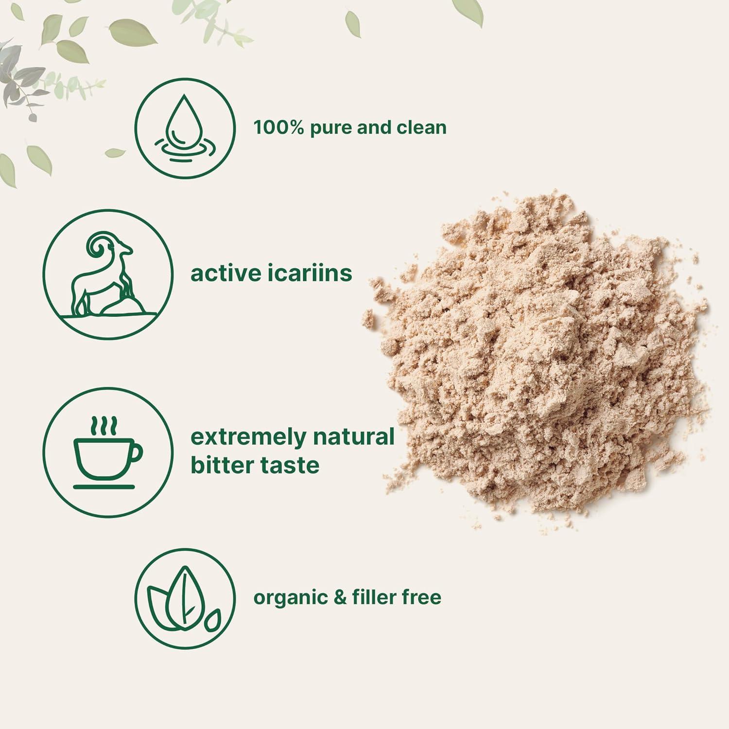 image:imageMaximum Strength Organic Pure Horny Goat Weed with Active Icariins for Men and Women 100 Grams Organic Epimedium Powder for Energy and Immune System Booster Filler Free and Vegan Friendly