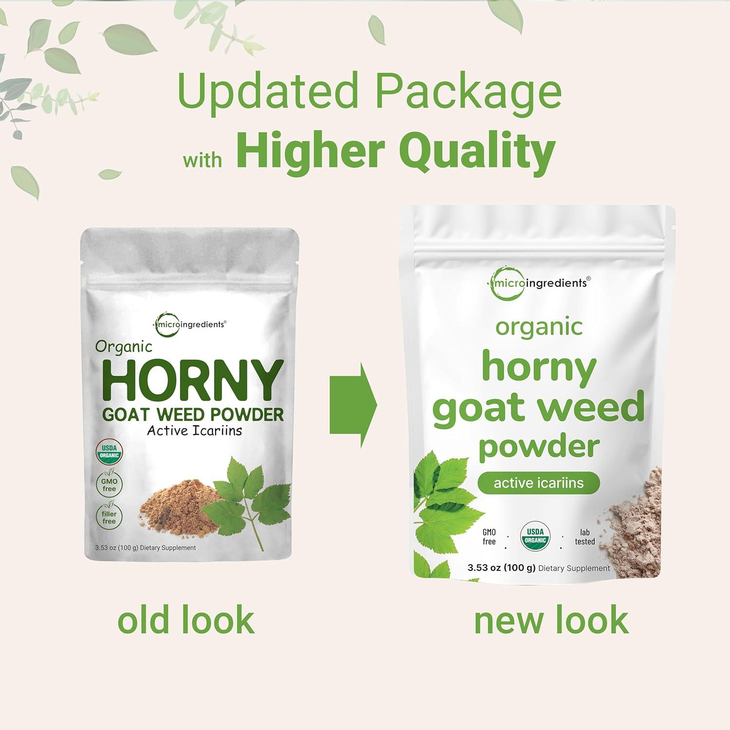 image:imageMaximum Strength Organic Pure Horny Goat Weed with Active Icariins for Men and Women 100 Grams Organic Epimedium Powder for Energy and Immune System Booster Filler Free and Vegan Friendly