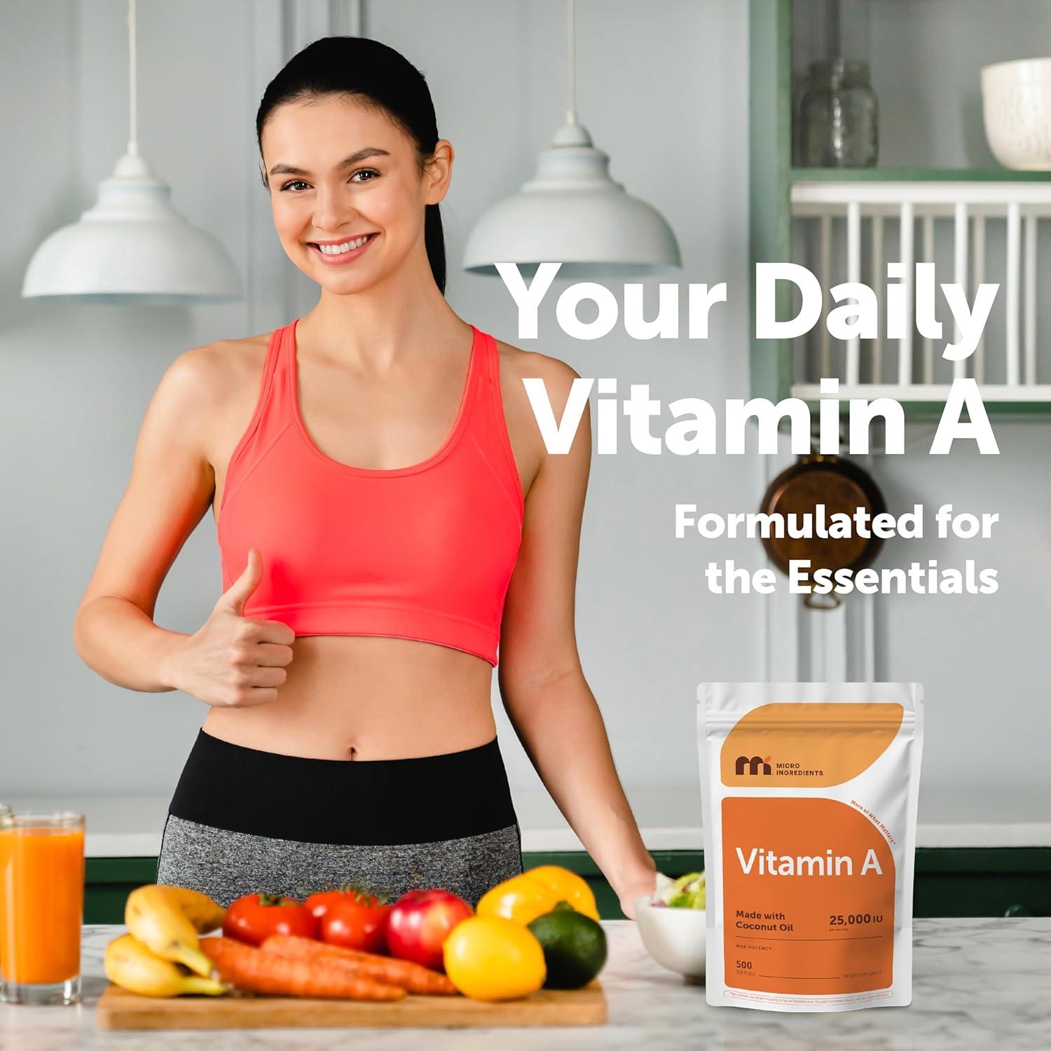 image:imageMaximum Strength Vitamin A 25000 IU 500 Softgels with Coconut Oil for Better Absorption Essential Vitamins NonGMO Easy to Swallow