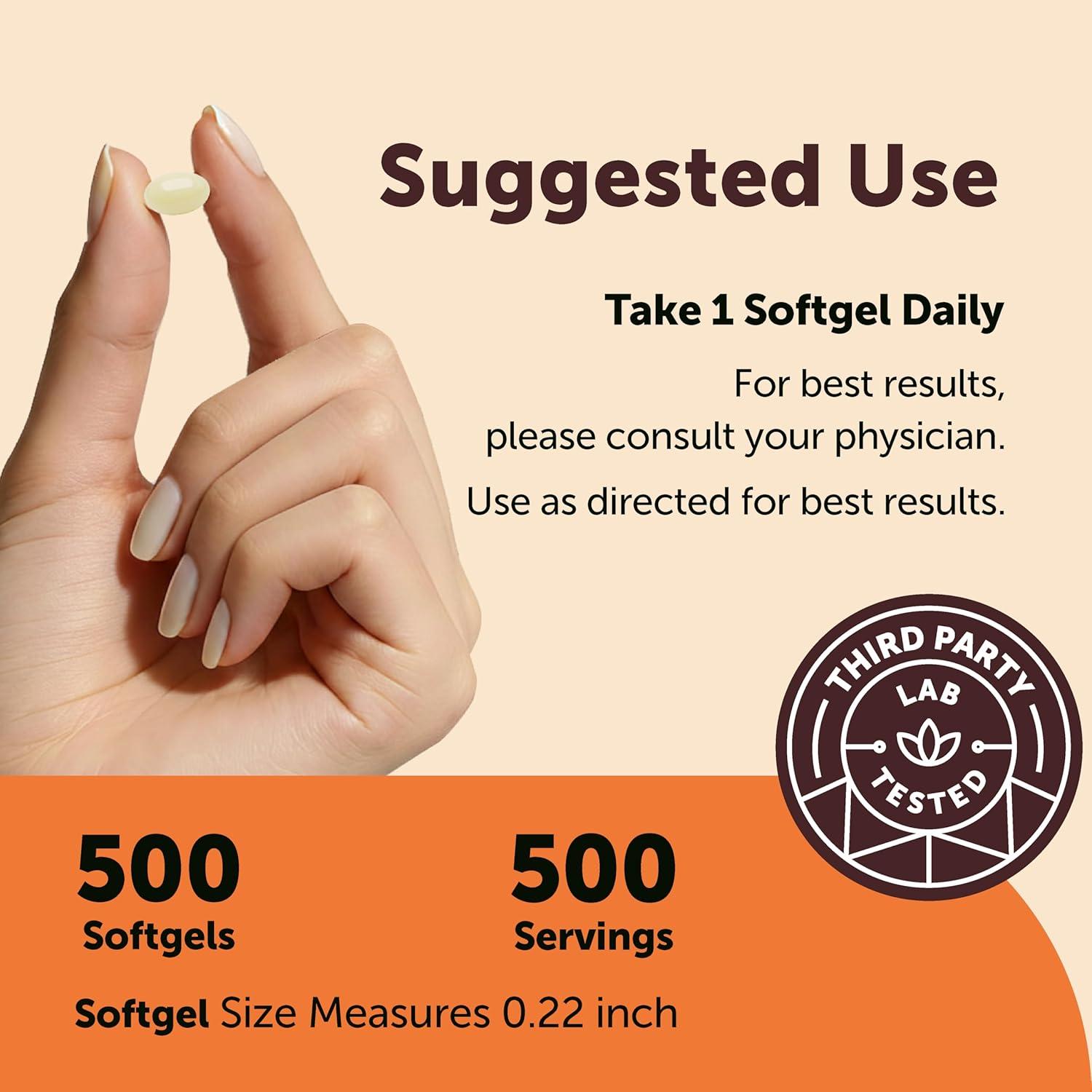 image:imageMaximum Strength Vitamin A 25000 IU 500 Softgels with Coconut Oil for Better Absorption Essential Vitamins NonGMO Easy to Swallow