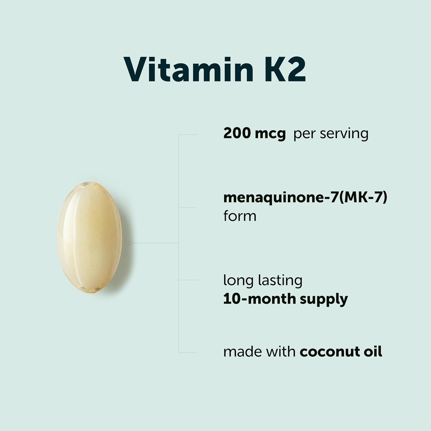 image:imageMicro Ingredients Vitamin K2 MK7 200 mcg Per Serving 300 Coconut Oil Softgels K2 Vitamin Supplement with Coconut Oil NonGMO