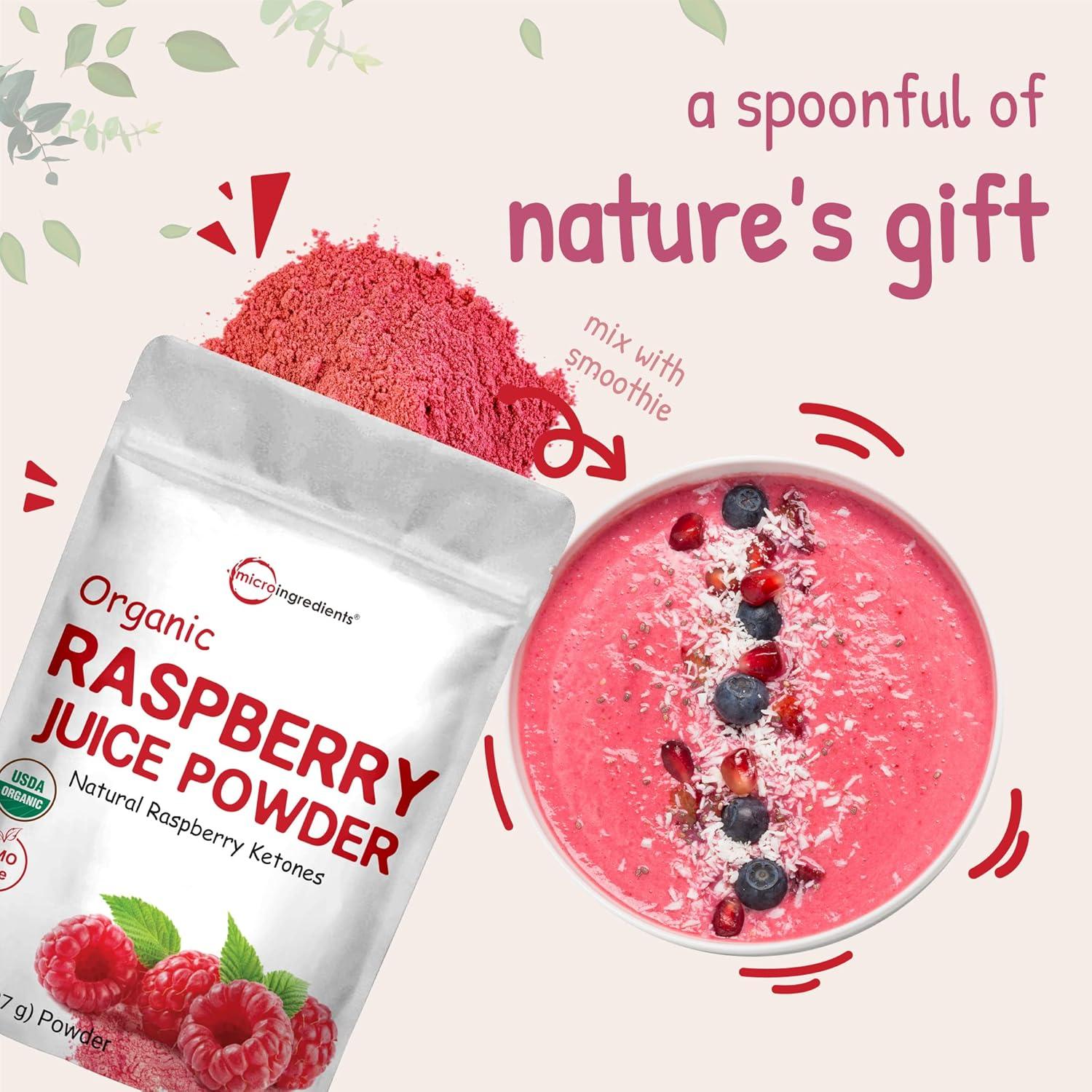 image:imageOrganic Raspberry Juice powder 8oz 100 Natural Fruit Powder FreezeDried Raspberries Source No Sugar amp Additives Great Flavor for Drinks Smoothie amp Beverages NonGMO amp Vegan Friendly