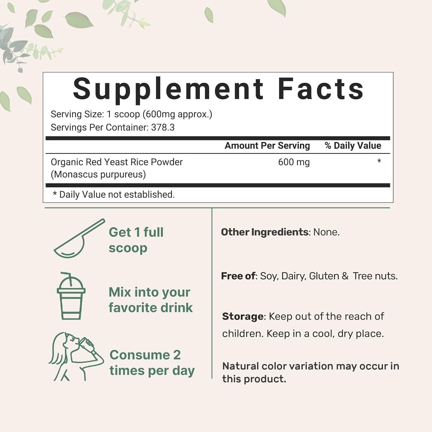 image:imageOrganic Red Yeast Rice Powder 8 Ounce 1 Year Supply NonGMO Vegan Friendly