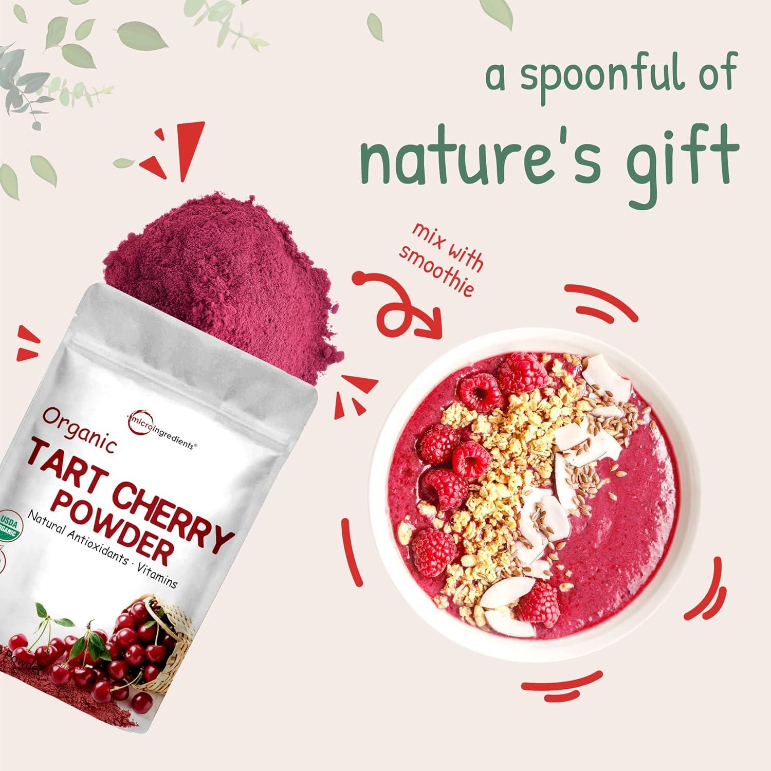 image:imageOrganic Tart Cherry powder 4oz 100 Natural Fruit Powder US Grown Tart Cherries Source No Sugar amp Additives Great Flavor for Drinks Smoothie amp Beverages NonGMO amp Vegan Friendly