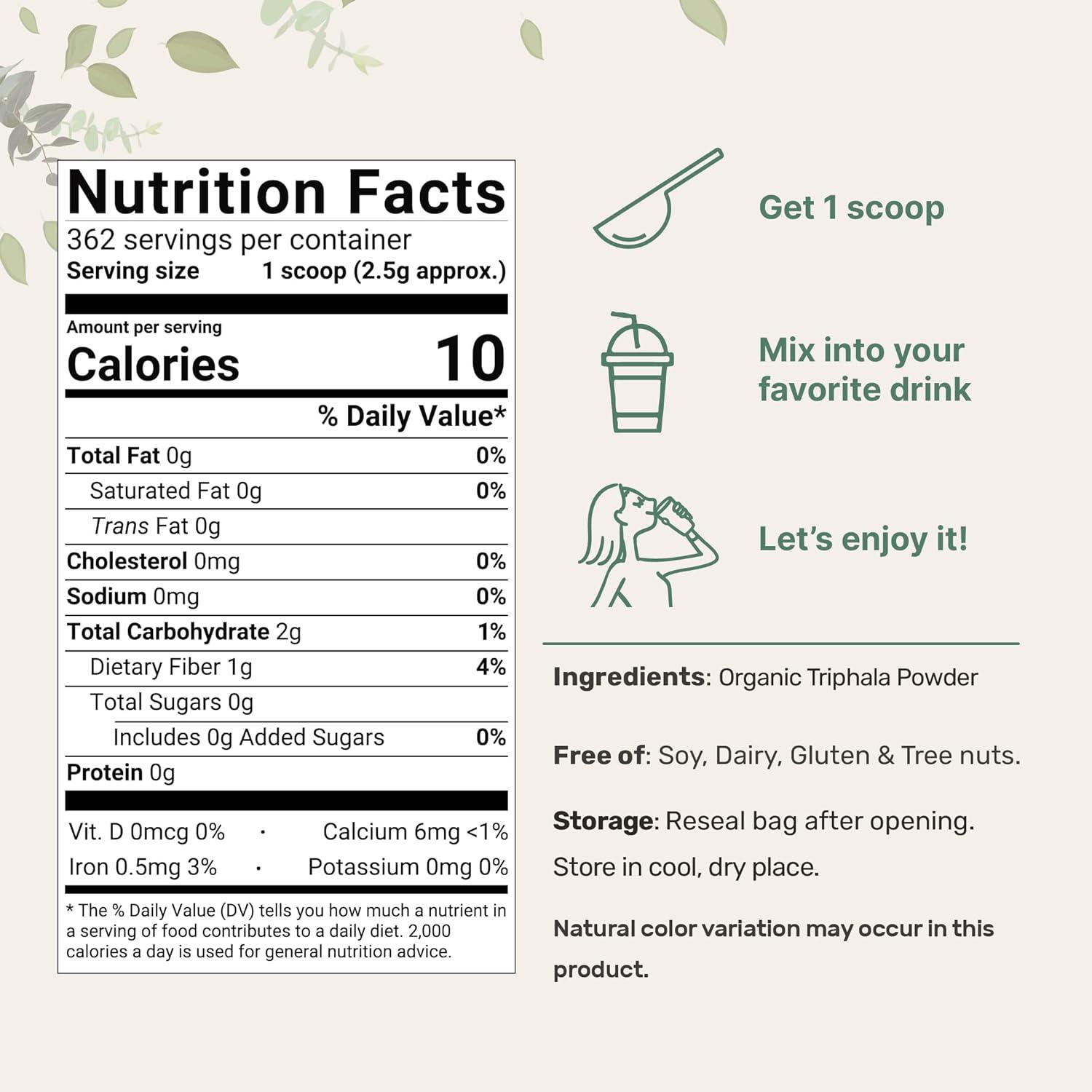 image:imageOrganic Triphala Powder 2 Pounds Amla Haritaki Bibhitaki India Origin Herbal Adaptogen Supplement Supports Colon amp Immune Health Vegan No GMOS