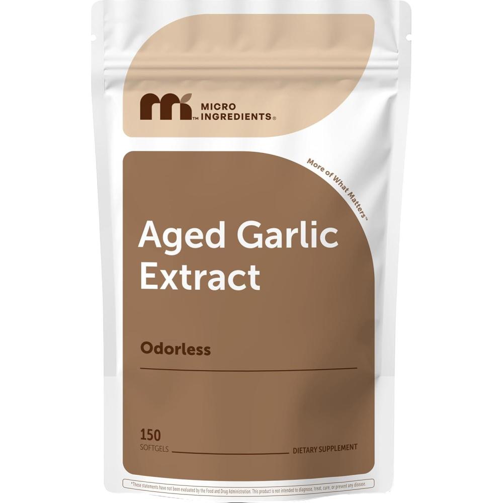 image:imageMicro Ingredients Odorless Garlic 300 Softgels 2 Years Aged Garlic Extract Grown Allium Sativum Bulb Natural Herbal Supplements NonGMO Gluten Free150 Count Pack of 1