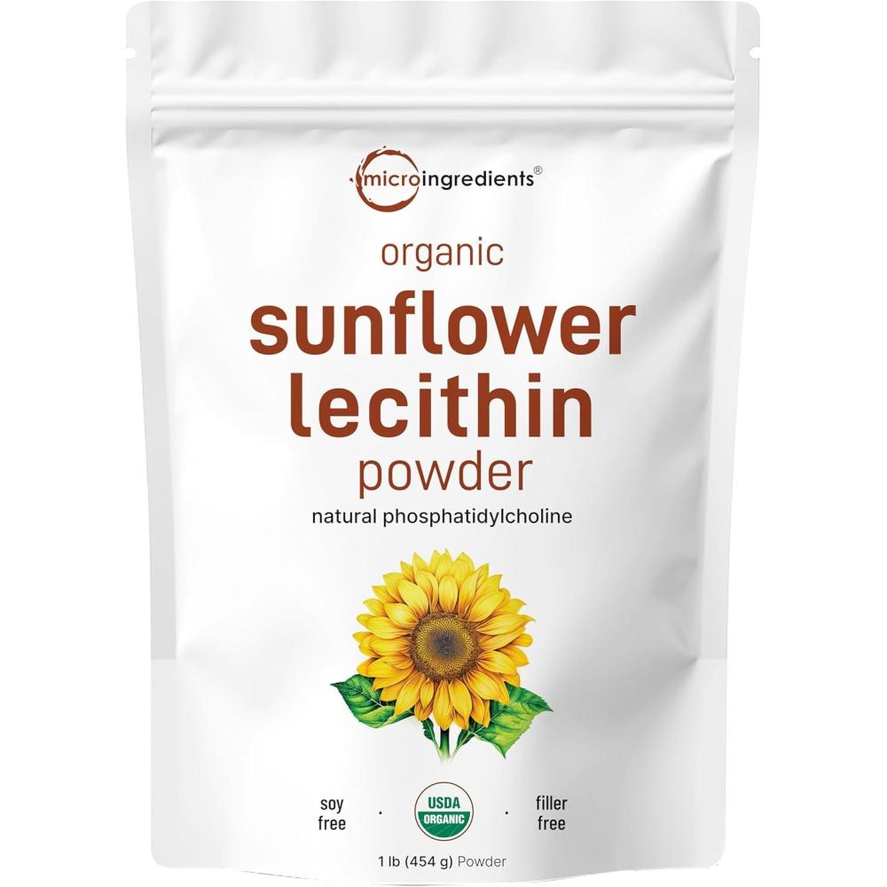 image:imageOrganic Sunflower Lecithin Powder 1 Pound Sustainable Farmed Cold Pressed Rich in Phosphatidyl Choline and Protein Making Liposomal Vitamin C Lactation Supplement NonGMO