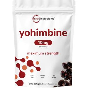 Double Strength Yohimbine Supplements for Men and Women, 10mg Per Serving, 300 Softgels, Yohimbine HCL with Virgin Sunflower Seed Oil for Better Absorption, Supports Energy Production, African Raw