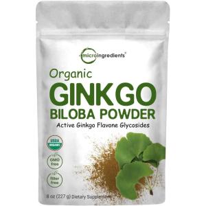 Micro Ingredients Organic Ginkgo Biloba Extract Powder, 8oz | Naturally Occurring Ginkgo Flavone Glycosides | Herbal Supplements for Women & Men | Non-GMO, Vegan Friendly