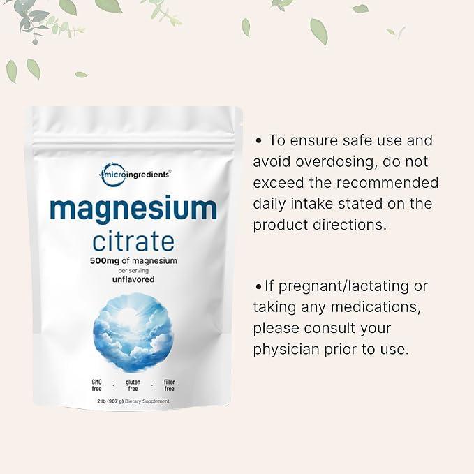 image:imageMagnesium Citrate Powder 2lbs Unflavored Magnesium Supplement Relaxation and Nutrient Utilization Easily Absorbed Formula NonGMO Vegan Gluten Free