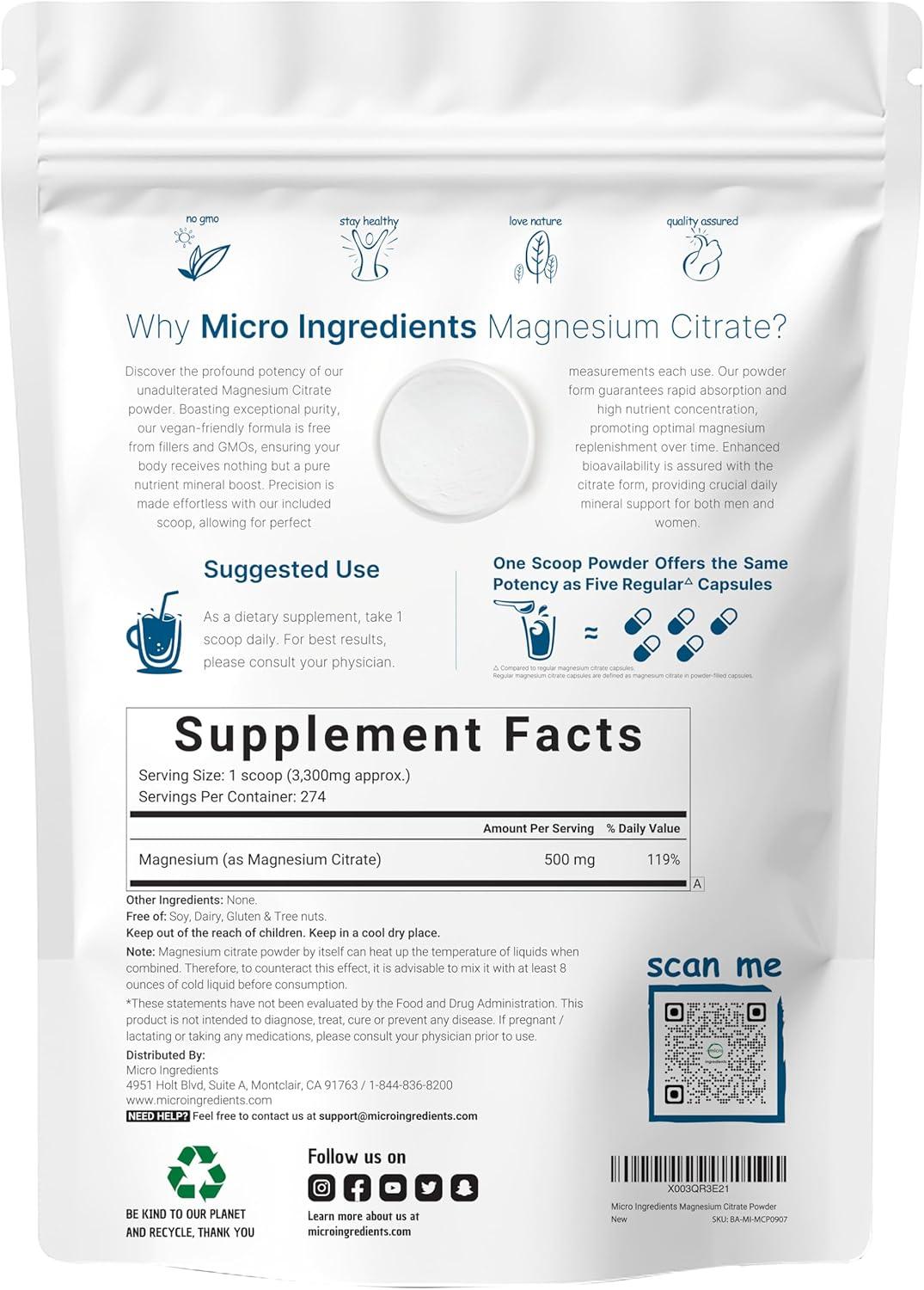 image:imageMagnesium Citrate Powder 2lbs Unflavored Magnesium Supplement Relaxation and Nutrient Utilization Easily Absorbed Formula NonGMO Vegan Gluten Free