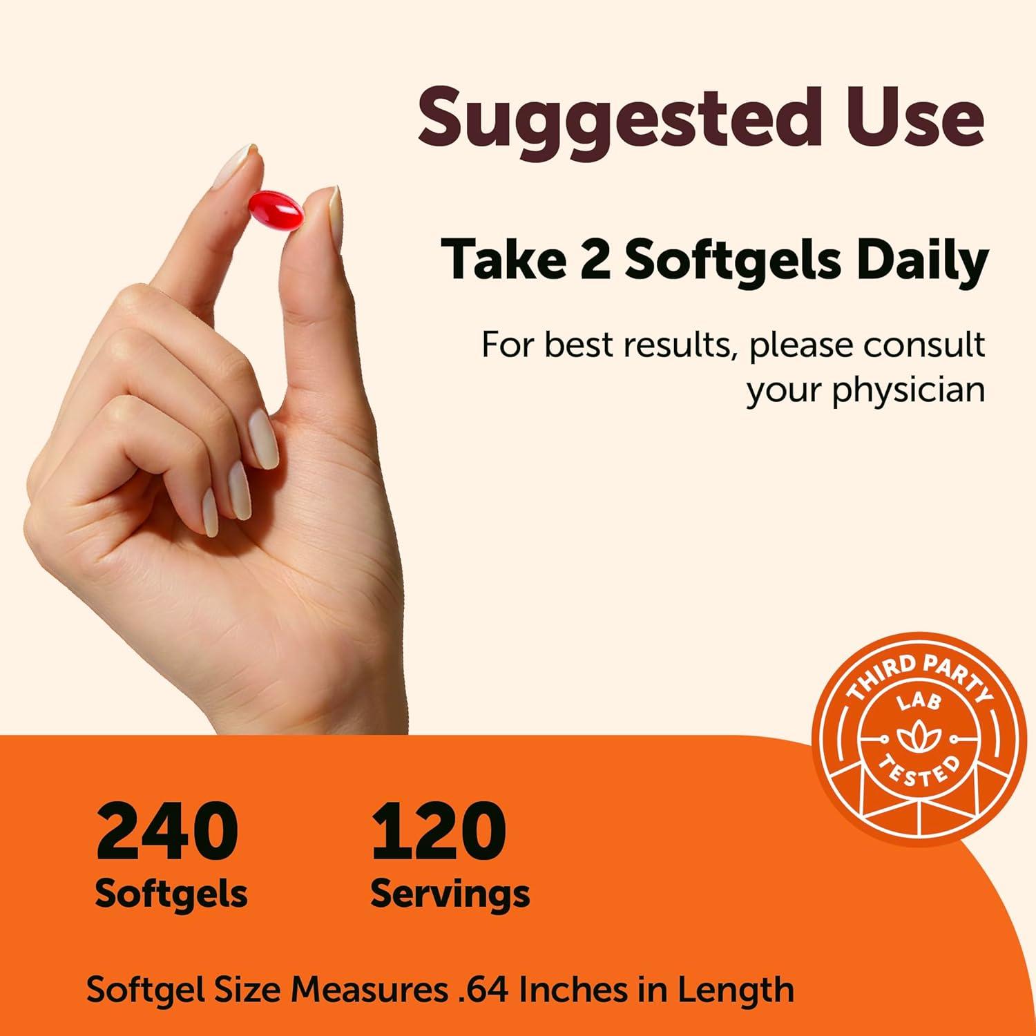 image:imageMicro Ingredients CoQ10 200mg Per Serving 240 Softgels Made with Coconut MCT Oil Coenzyme Q10 Ubiquinone NonGMO