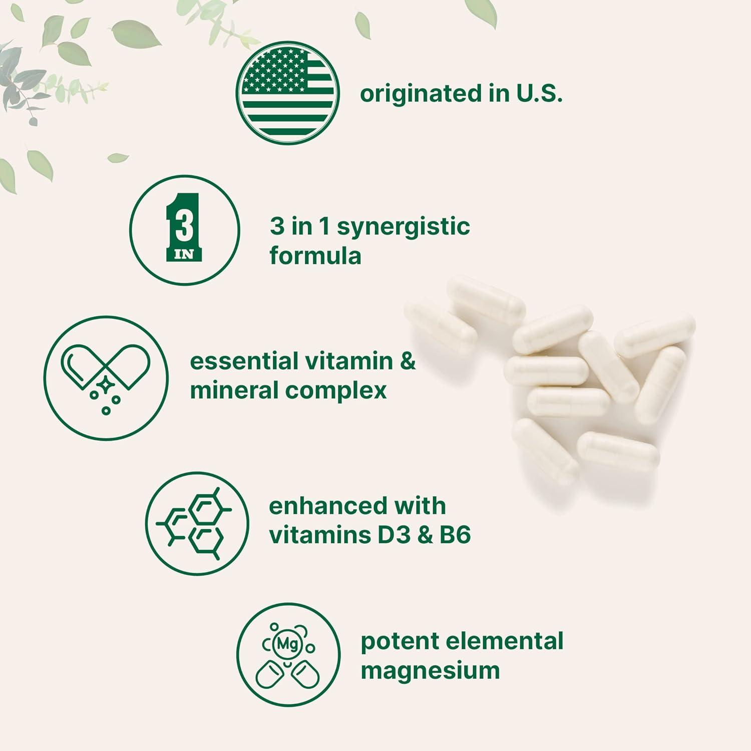 image:imageMicro Ingredients Magnesium Citrate 400mg 240 Capsules with Vitamin D3 1000IU amp B6 Muscle Heart amp Digestive Health Elemental Mineral amp Vitamins Complex NonGMO