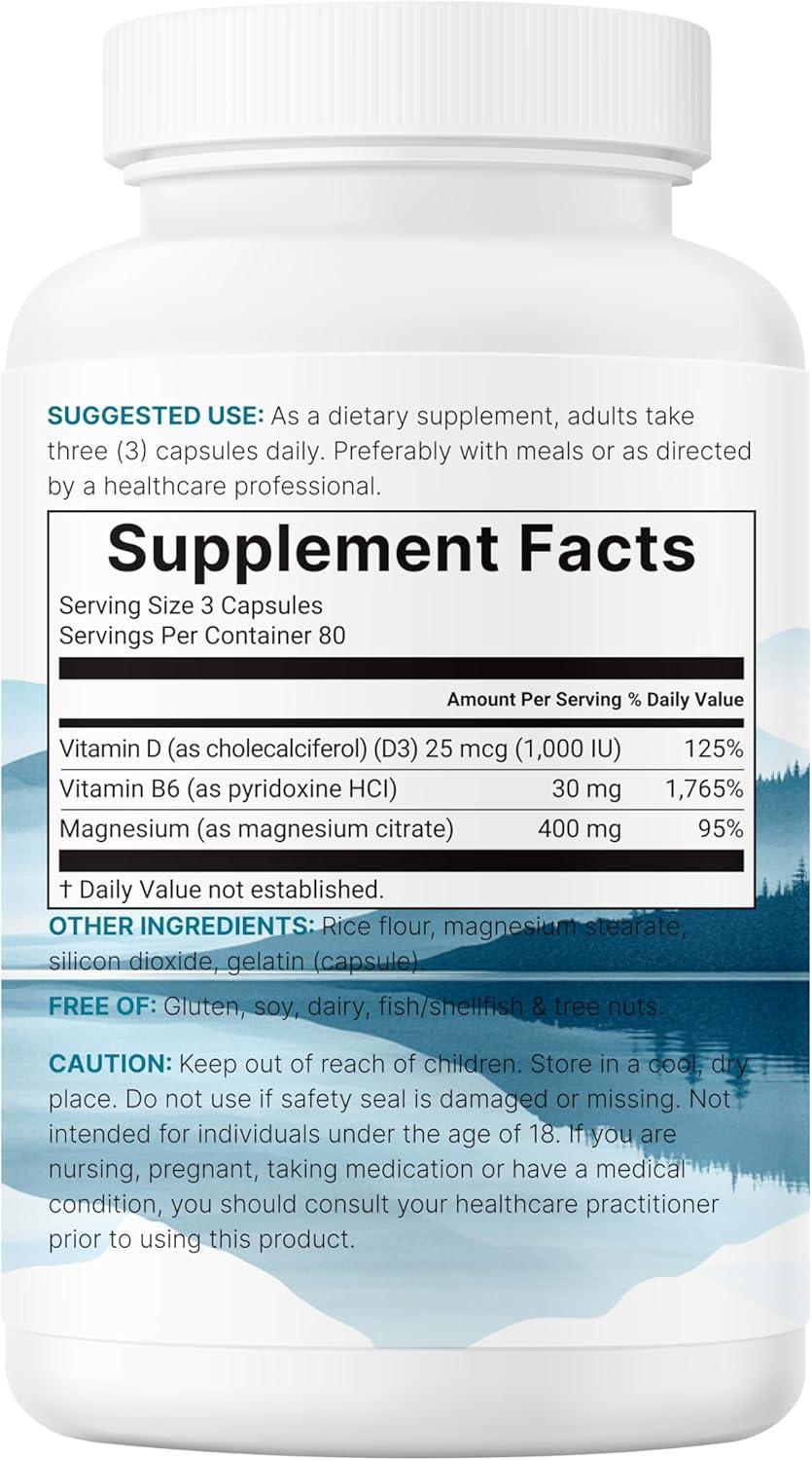image:imageMicro Ingredients Magnesium Citrate 400mg 240 Capsules with Vitamin D3 1000IU amp B6 Muscle Heart amp Digestive Health Elemental Mineral amp Vitamins Complex NonGMO