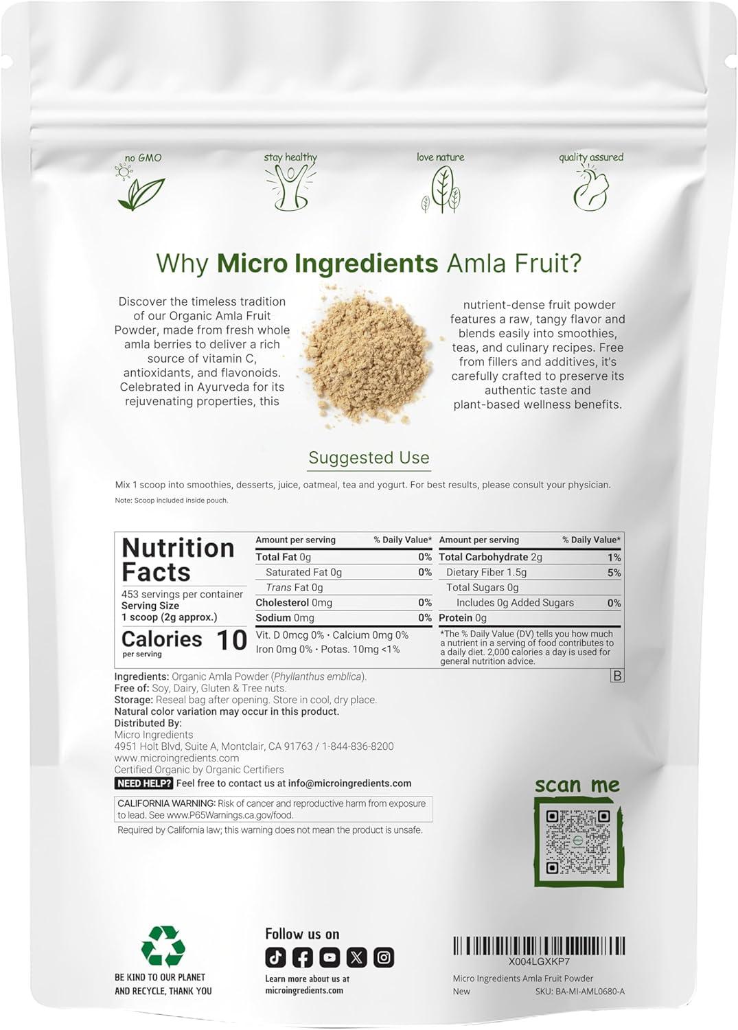 image:imageMicro Ingredients Organic Amla Powder Amalaki 32oz India Origin Gooseberry Powder Rich in Vitamin C Antioxidants Supports Immune Digestive amp Skin Health NonGMO Vegan amp Keto Friendly