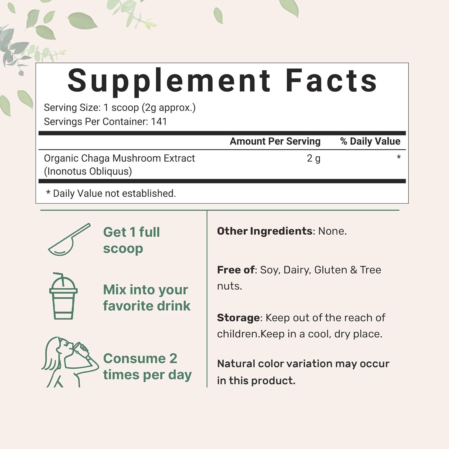 image:imageMicro Ingredients Organic Chaga Mushroom Extract 10 oz 1001 Wild Harvested Supports Immune amp Antioxidant Defense Great for Tea amp Smoothies NonGMO Vegan Friendly