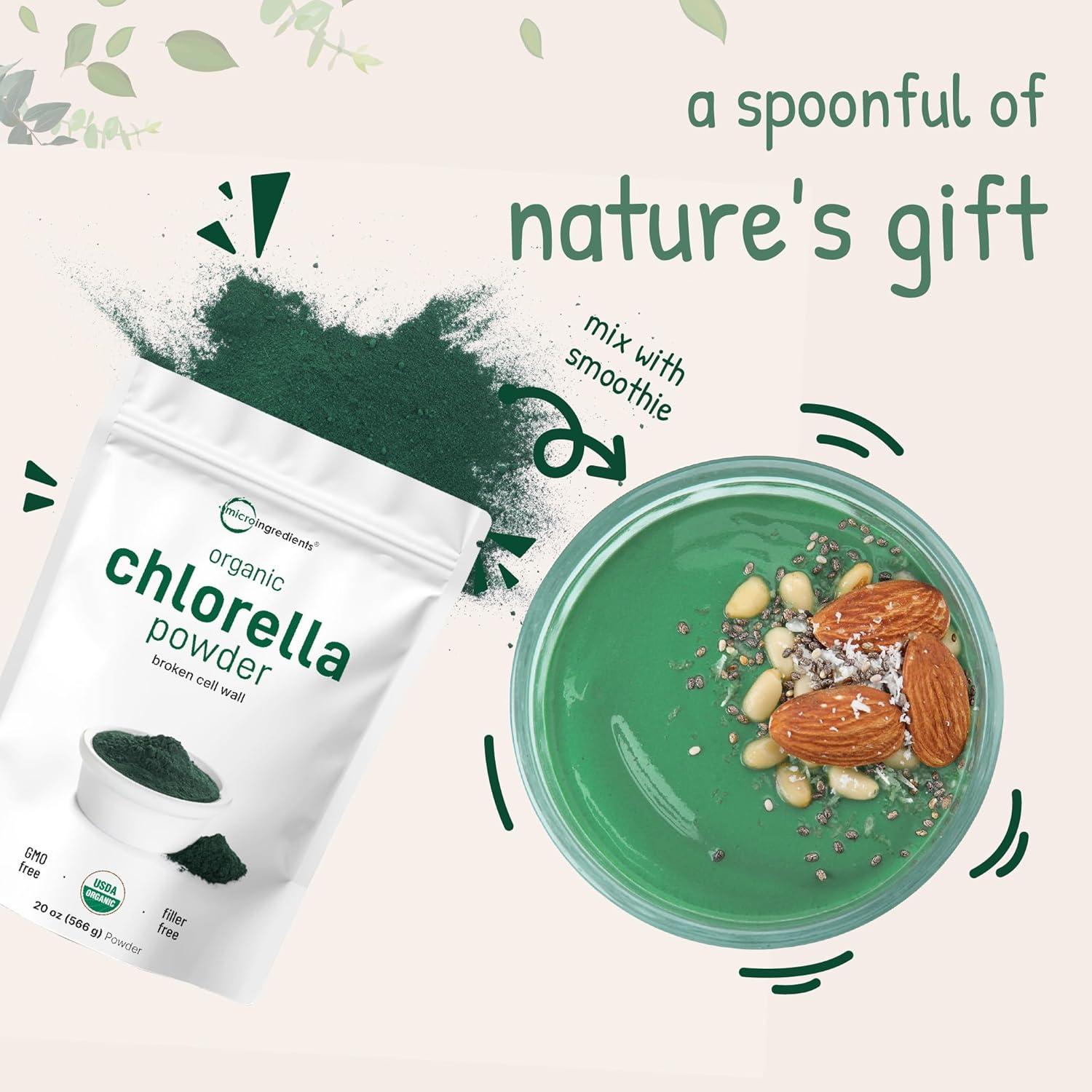 image:imageMicro Ingredients Organic Chlorella Powder 20 Ounces Broken Cell Wall for Complete Absorption Raw Superfood Supplement Rich in Protein amp Vitamins NonGMO Vegan NonIrradiated
