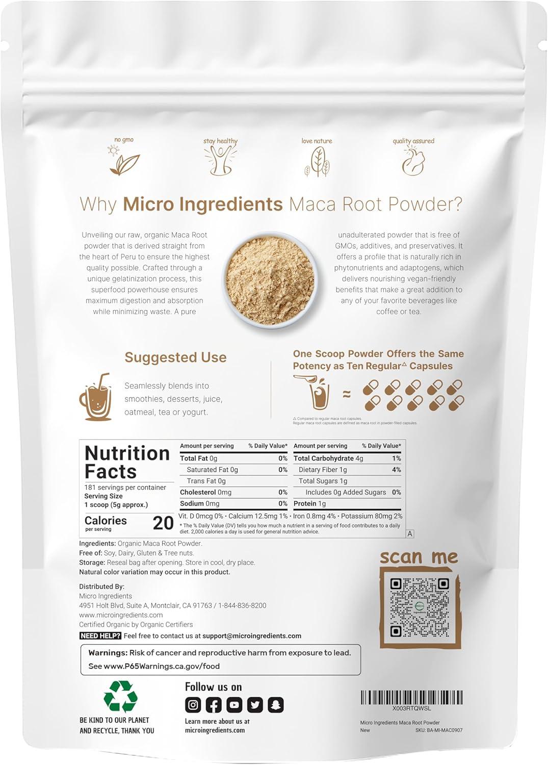 image:imageMicro Ingredients Organic Maca Root Powder 2 Pound Gelatinized for Better Absorption Rich in Antioxidants No GMOs Vegan Friendly and Peru Origin