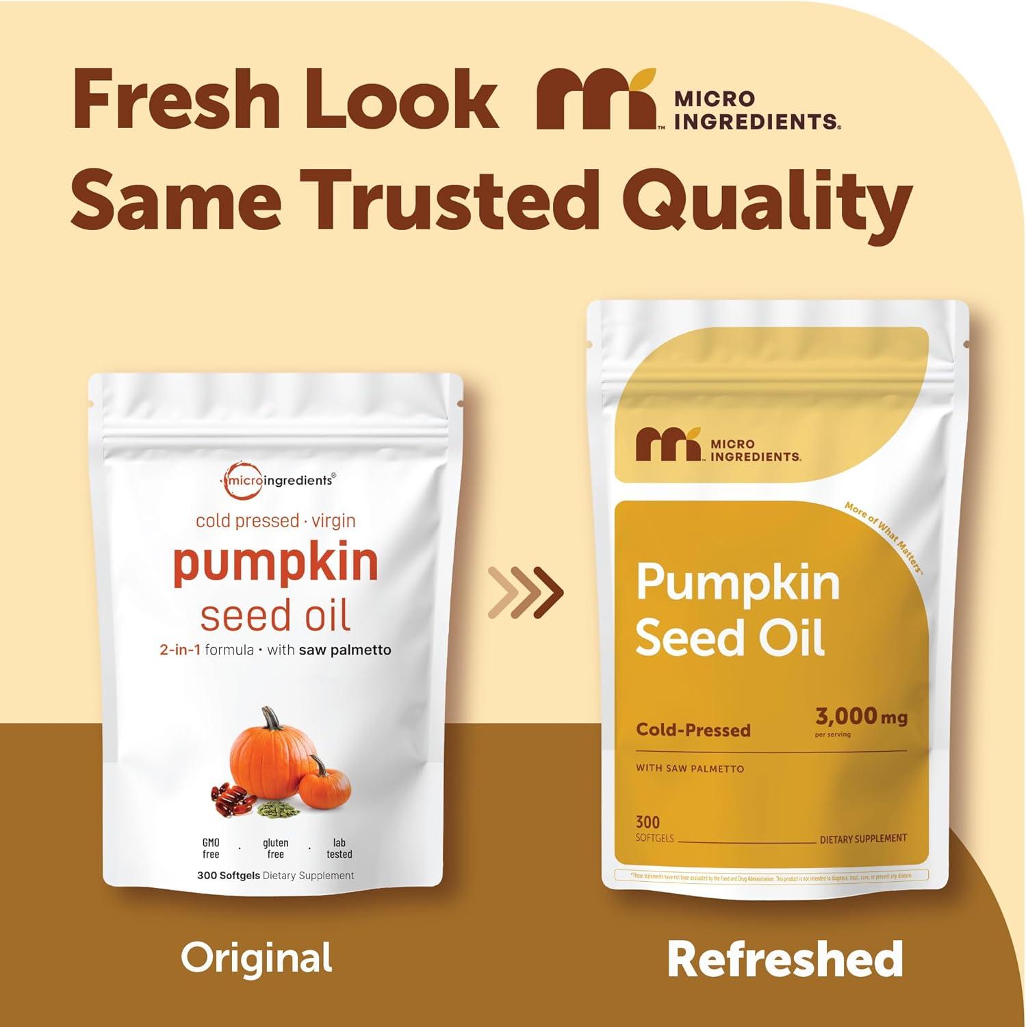 image:imageMicro Ingredients Pumpkin Seed Oil with Saw Palmetto 75 Softgels Cold Pressed Pure Virgin Oil Essential Fatty Acids amp Phytosterols Natural Herbal Supplement NonGMO300 Count Pack of 1