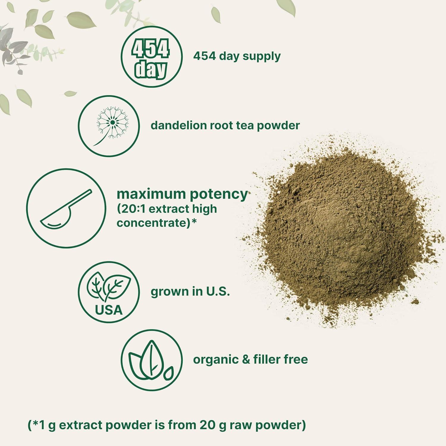 image:imageOrganic Dandelion Root Tea Powder 1lb Up to 450 Servings Premium Source for Daily Beverage 100 Pure Dandelion Supplement Caffeine Free NonGMO No Sugar EcoFriendly Recyclable Bags16 Ounce Pack of 1