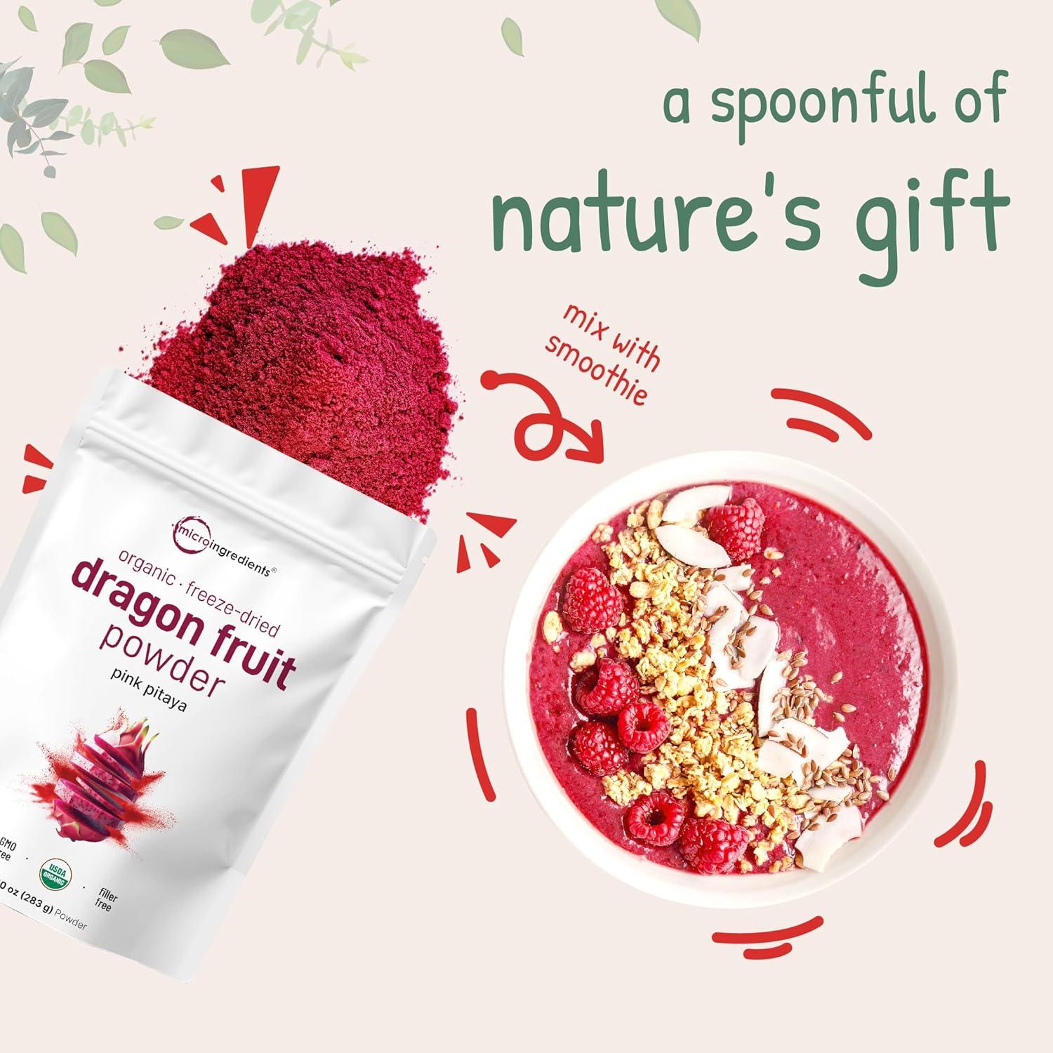 image:imageOrganic Dragon Fruit Powder 10oz 100 Natural Fruit Powder FreezeDried Pink Pitaya Source No Sugar amp Additives Great Flavor for Drinks Smoothie amp Beverages NonGMO amp Vegan Friendly