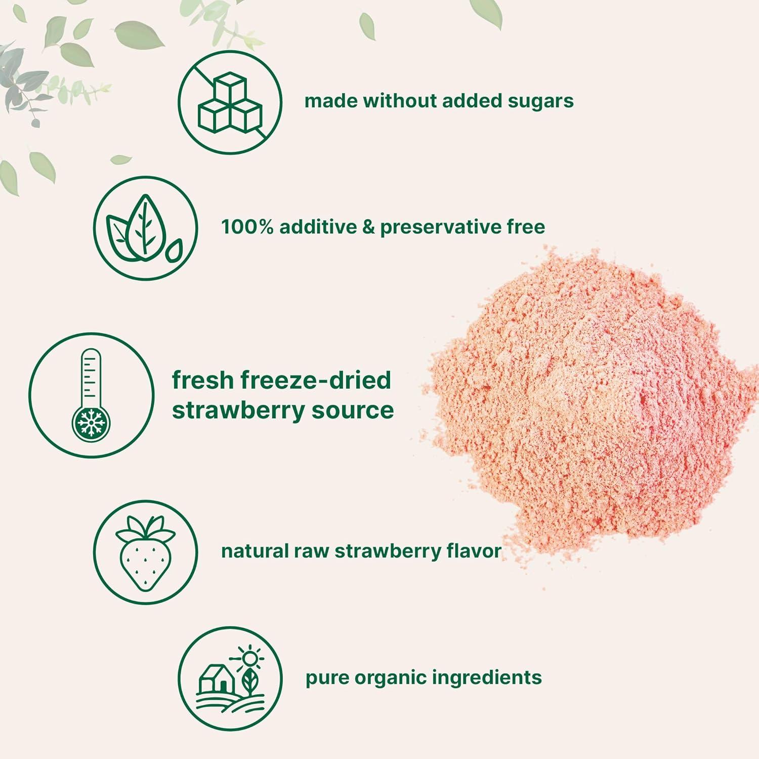 image:imageOrganic Strawberry Powder 1 Lb 100 Natural Fruit Powder FreezeDried Strawberries Source No Sugar amp Additives Great Flavor for Drinks Smoothie amp Beverages NonGMO amp Vegan Friendly