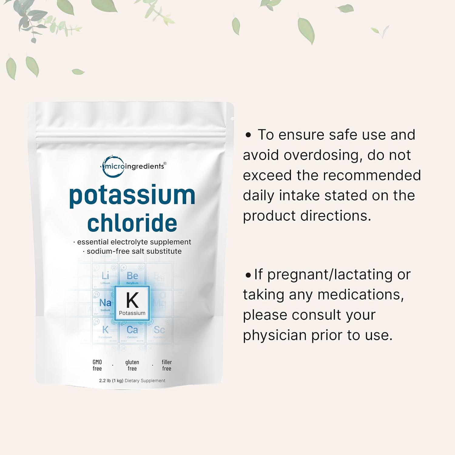 image:imagePotassium Chloride Powder 1 KG 35 Ounce Salt Substitute amp Essential Hydration Electrolyte Supplement Supports Mineral Balance Heart Joint and Immune Health Filler Free Dissolves Easily
