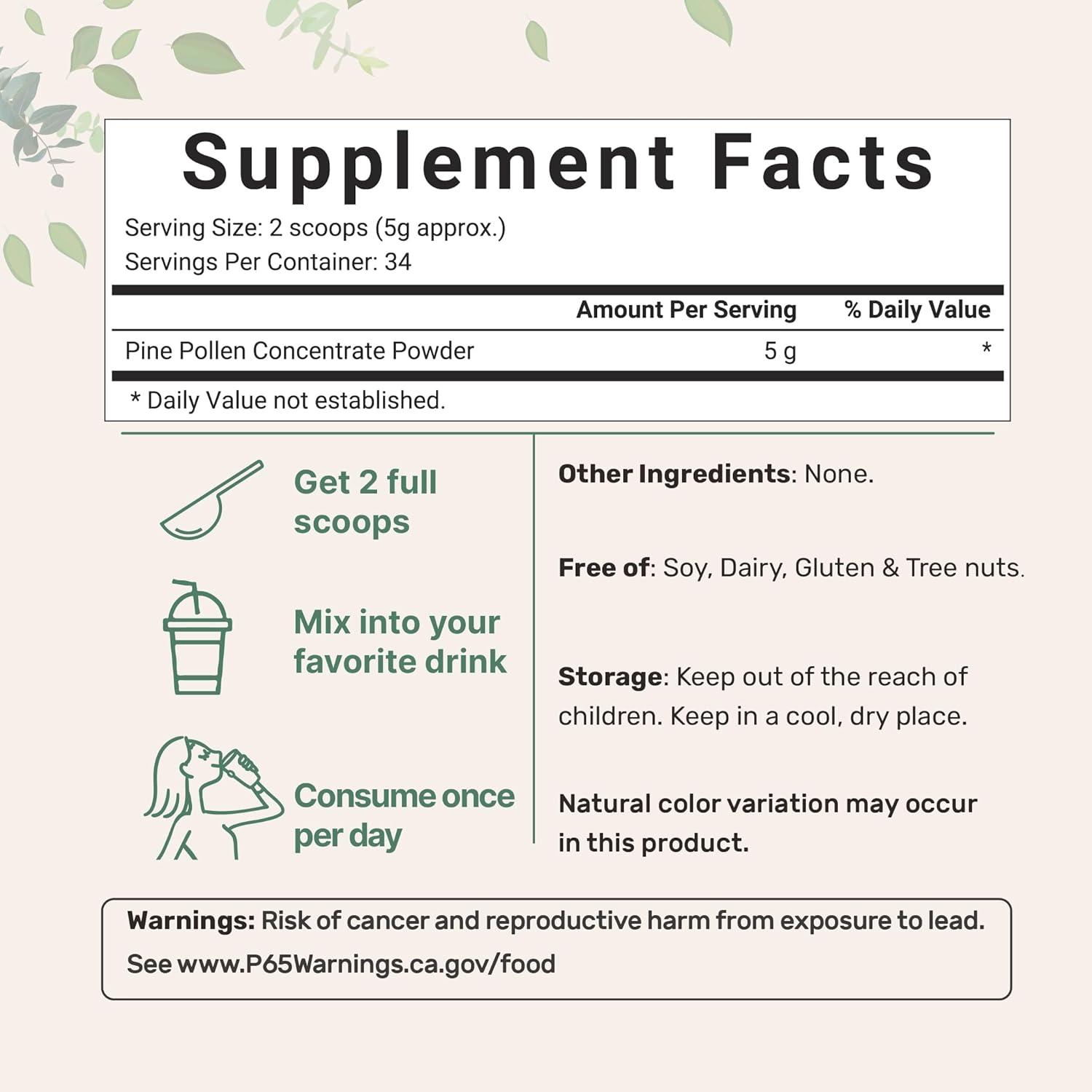 image:imagePure Pine Pollen Powder 6 Ounce Wild Harvest an Broken Cell Wall Supports Immune System Health Boosts Energy Antioxidant amp Androgenic No GMOs Vegan Friendly
