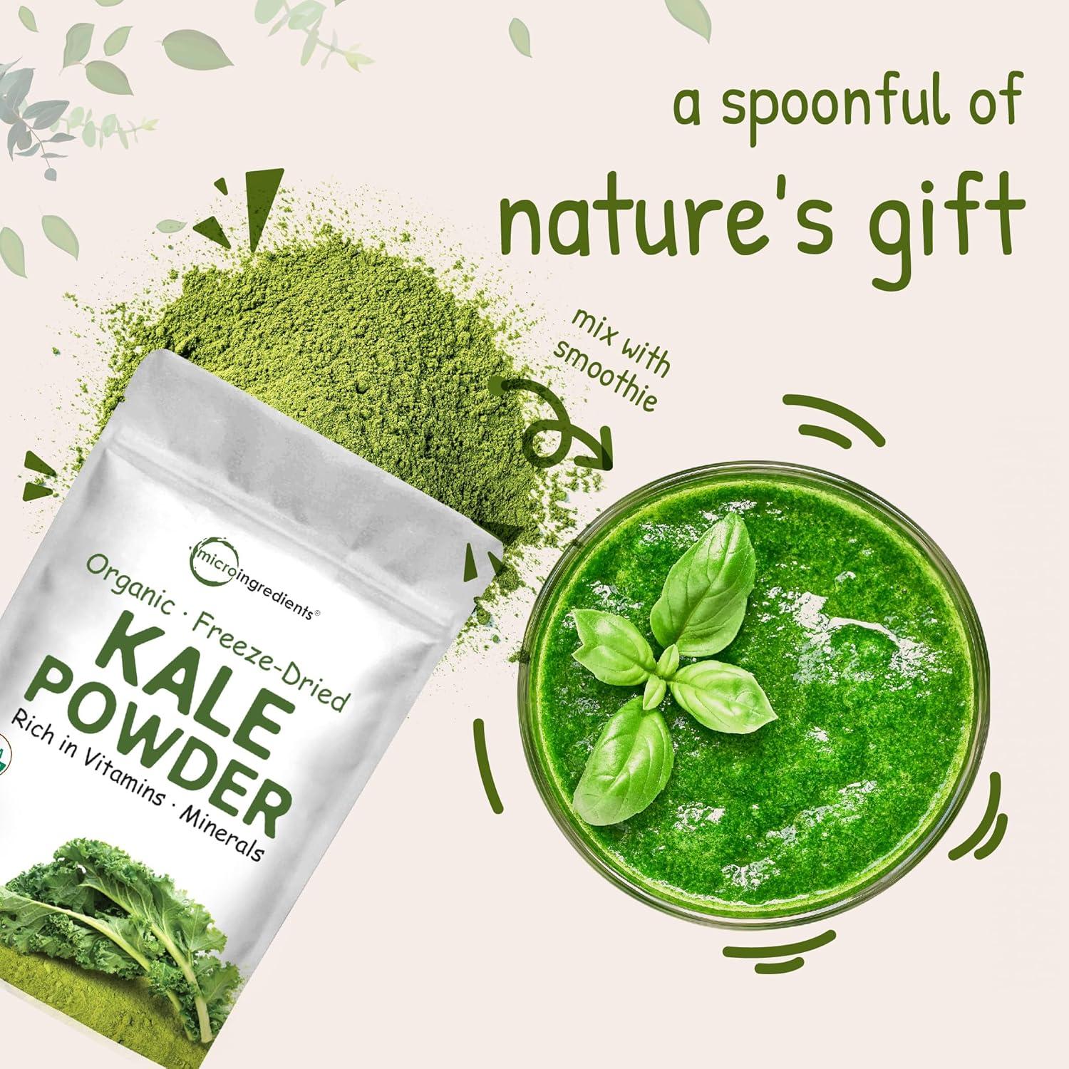 image:imageSustainably US Grown Organic Kale Powder 2 Pounds Fresh Freeze Dried Source NutrientDense Greens Superfood Kale Tea and Green Drink Mix 907 Servings No GMOs Vegan Friendly
