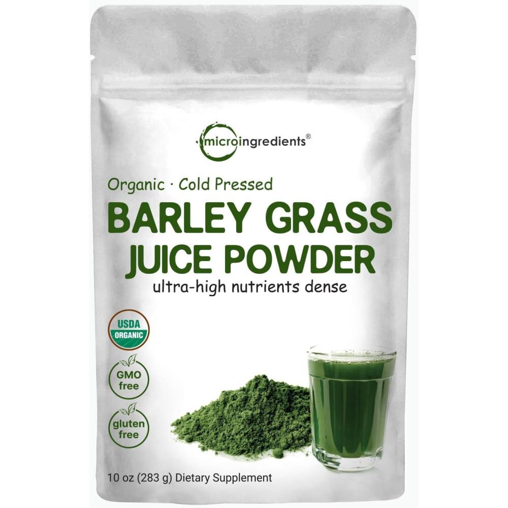 image:imageMicro Ingredients Organic Barley Grass Juice Powder 10 Ounce Cold Pressed US Grown Immune Vitamin Fibers Minerals Antioxidants and Protein Vegan