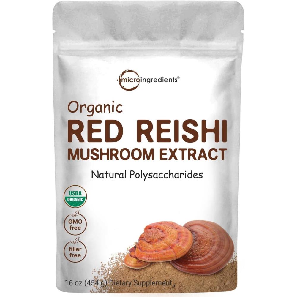 image:imageMicro Ingredients Organic Reishi Mushroom Extract 16 oz 1001 Red Reishi Supports Immunity Mood amp Stress Relief Great for Tea Tonic amp Daily Rituals NonGMO Vegan Friendly