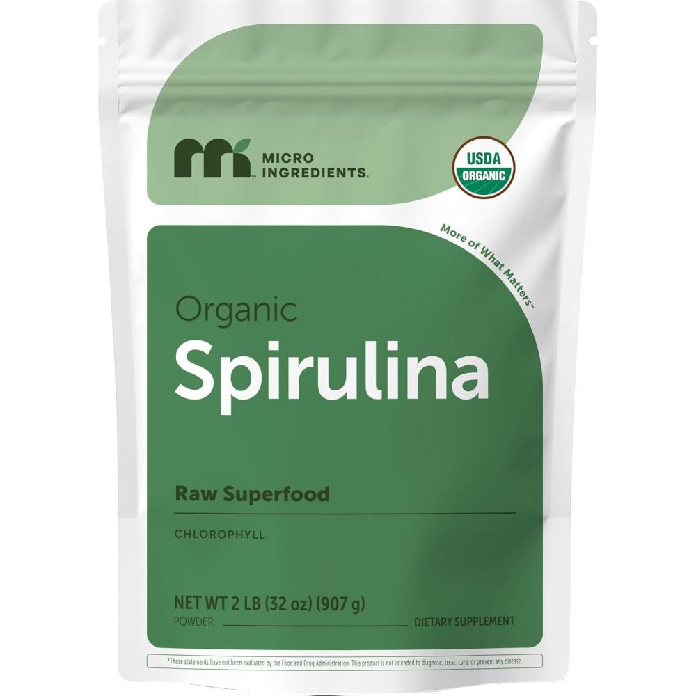 image:imageMicro Ingredients Organic Spirulina Powder 1lb BlueGreen Algae Rich in Vegan Protein Vitamins amp Minerals Source of Natural Chlorophyll amp Enzymes NonGMO GlutenFree No Additives32 Ounce Pack of 1