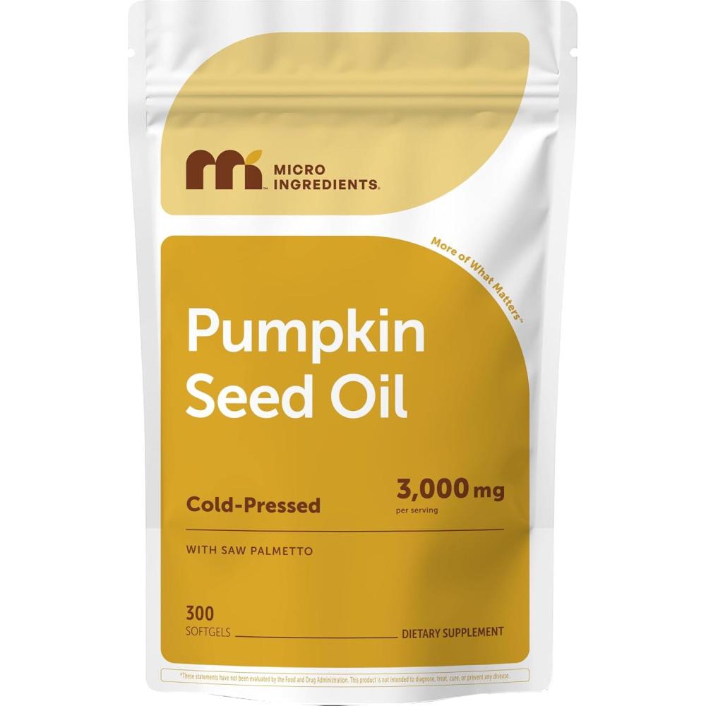 image:imageMicro Ingredients Pumpkin Seed Oil with Saw Palmetto 75 Softgels  Cold Pressed Pure Virgin Oil Essential Fatty Acids amp Phytosterols  Natural Herbal Supplement  NonGMO300 Count Pack of 1
