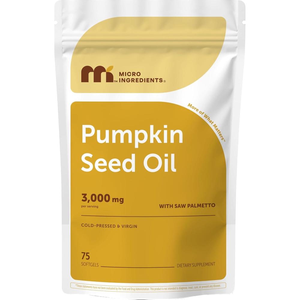 image:imageMicro Ingredients Pumpkin Seed Oil with Saw Palmetto 75 Softgels Cold Pressed Pure Virgin Oil Essential Fatty Acids amp Phytosterols Natural Herbal Supplement NonGMO75 Count Pack of 1