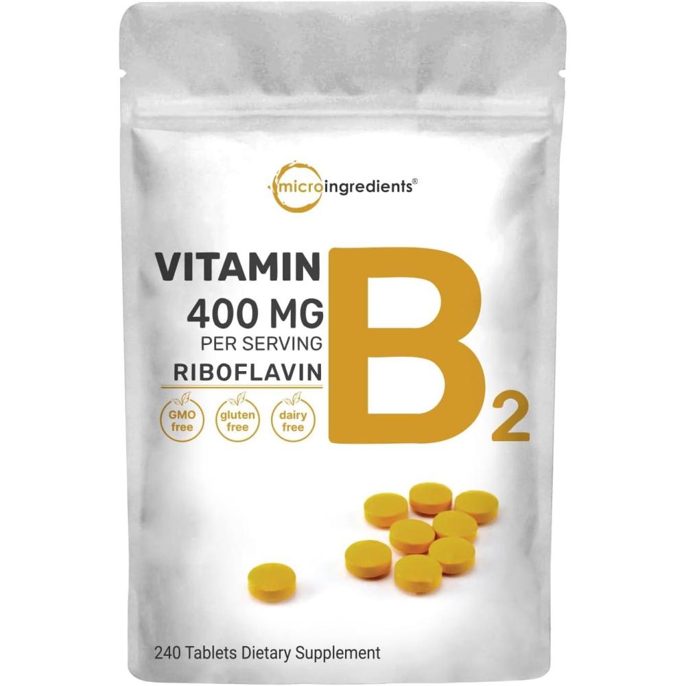 image:imageMicro Ingredients Riboflavin Vitamin B2 400mg Per Serving 240 Mini Tablets Essential Vitamin B Supplement B Vitamins for Energy Production Easy to Swallow NonGMO