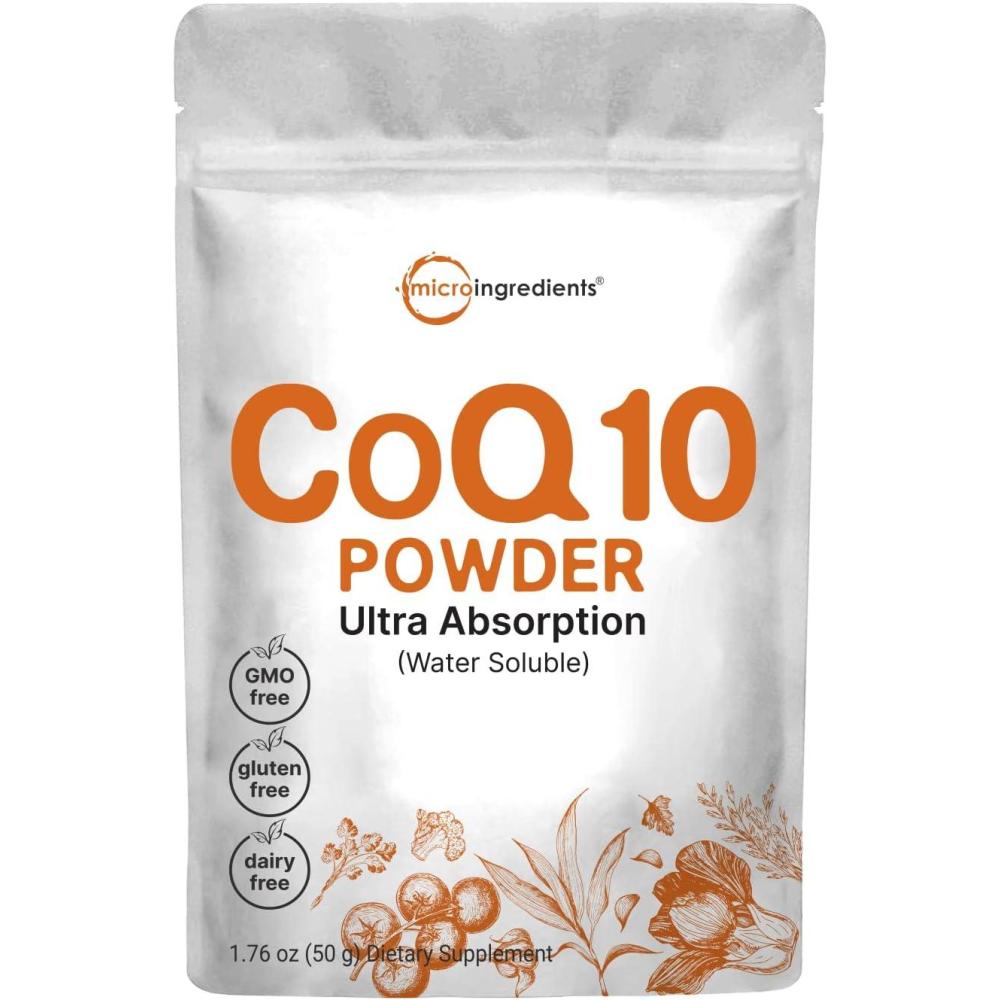 image:imageMicro Ingredients Water Soluble COQ10 Supplement COQ10 200mg Per Serving in Powder Form 50 Grams 8 Months Supply Extra Absorption Vegan Friendly