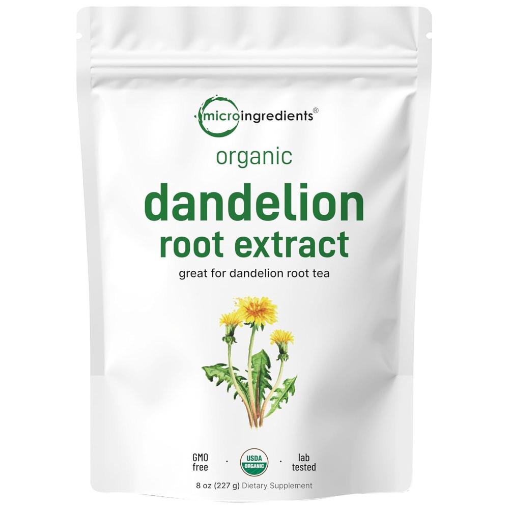 image:imageOrganic Dandelion Root Tea Powder 1lb  Up to 450 Servings  Premium Source for Daily Beverage  100 Pure Dandelion Supplement  Caffeine Free NonGMO No Sugar EcoFriendly Recyclable Bags8 Ounce Pack of 1
