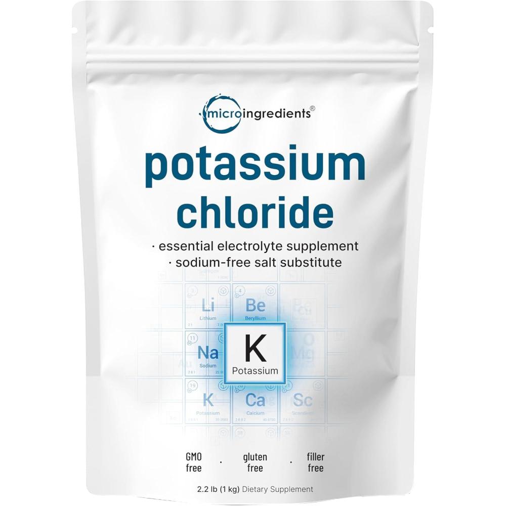 image:imagePotassium Chloride Powder 1 KG 35 Ounce  Salt Substitute amp Essential Hydration Electrolyte Supplement  Supports Mineral Balance Heart Joint and Immune Health  Filler Free Dissolves Easily
