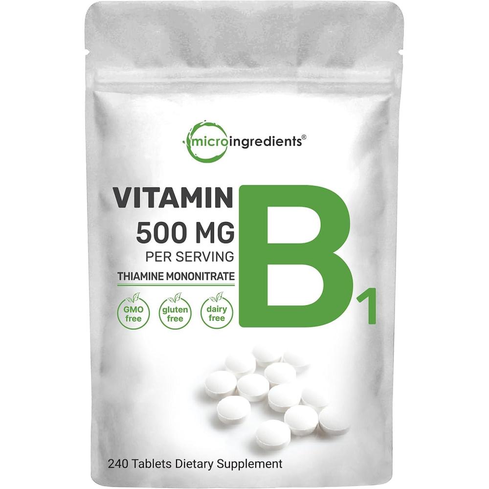 image:imageVitamin B1 500mg Per Serving 240 Tablets  Vitamin B1 Thiamine Supplement Essential B Vitamins  Supports Metabolism amp Healthy Nervous System  NonGMO Easy to Swallow