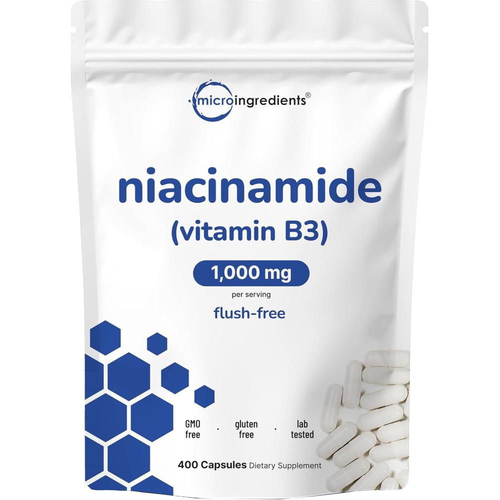 image:imageVitamin B3 Niacinamide 500mg Per Capsule 400 Capsules 1000mg Flush Free Niacin Per Serving Essential B Vitamin Supplement NonGMO Gluten Free