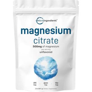 Magnesium Citrate Powder, 2lbs | Unflavored Magnesium Supplement | Relaxation and Nutrient Utilization | Easily Absorbed Formula | Non-GMO, Vegan, Gluten Free
