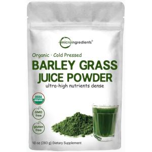Micro Ingredients Organic Barley Grass Juice Powder, 10 Ounce, Cold Pressed, US Grown, Immune Vitamin, Fibers, Minerals, Antioxidants and Protein, Vegan