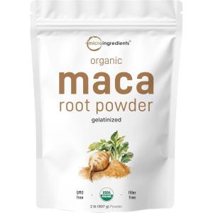 Micro Ingredients Organic Maca Root Powder, 2 Pound, Gelatinized for Better Absorption, Rich in Antioxidants, No GMOs, Vegan Friendly and Peru Origin
