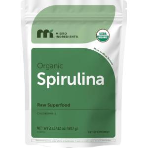 Micro Ingredients Organic Spirulina Powder, 1lb | Blue-Green Algae, Rich in Vegan Protein, Vitamins & Minerals | Source of Natural Chlorophyll & Enzymes | Non-GMO, Gluten-Free, No Additives(32 Ounce (Pack of 1))