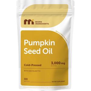 Micro Ingredients Pumpkin Seed Oil with Saw Palmetto, 75 Softgels | Cold Pressed, Pure Virgin Oil, Essential Fatty Acids, & Phytosterols | Natural Herbal Supplement | Non-GMO(300 Count (Pack of 1))