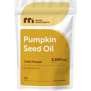 Micro Ingredients Pumpkin Seed Oil with Saw Palmetto, 75 Softgels | Cold Pressed, Pure Virgin Oil, Essential Fatty Acids, & Phytosterols | Natural Herbal Supplement | Non-GMO(150 Count (Pack of 1))