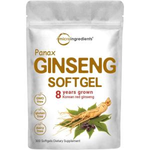 Micro Ingredients Red Panax Ginseng Supplement 300 Softgels | High Potency Korean Ginseng Root Extract| Supports Energy & Immune Health | Non-GMO*
