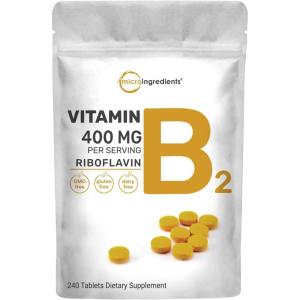 Micro Ingredients Riboflavin Vitamin B2, 400mg Per Serving, 240 Mini Tablets | Essential Vitamin B Supplement | B Vitamins for Energy Production | Easy to Swallow, Non-GMO