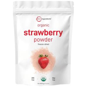 Organic Strawberry Powder, 1 Lb | 100% Natural Fruit Powder | Freeze-Dried Strawberries Source | No Sugar & Additives | Great Flavor for Drinks, Smoothie, & Beverages | Non-GMO & Vegan Friendly