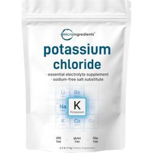 Potassium Chloride Powder, 1 KG (35 Ounce) | Salt Substitute & Essential Hydration Electrolyte Supplement | Supports Mineral Balance, Heart, Joint, and Immune Health | Filler Free, Dissolves Easily